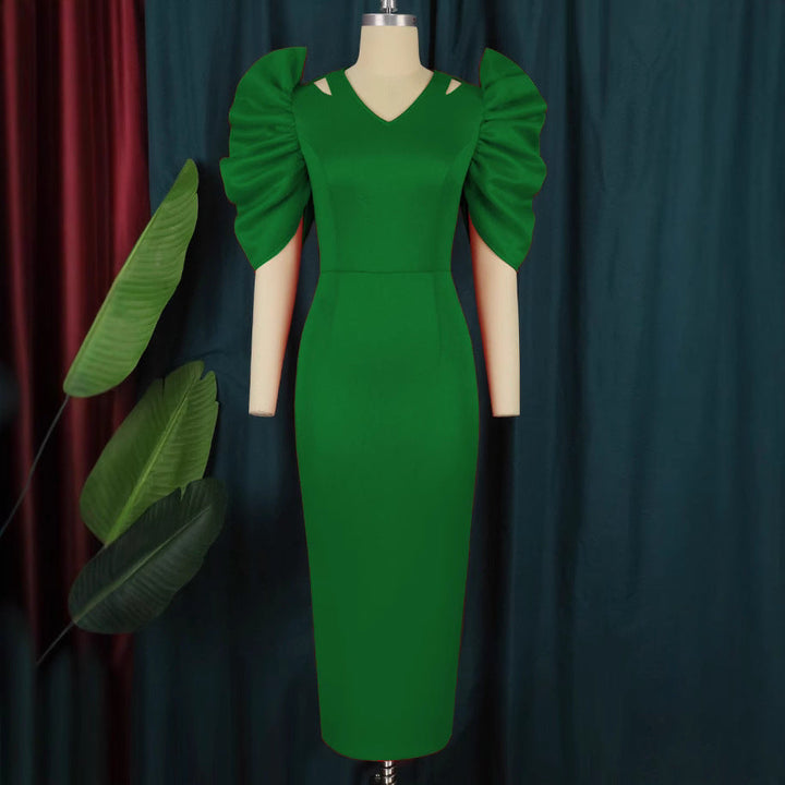 Women's Race Dress with Puff Sleeves | Midi