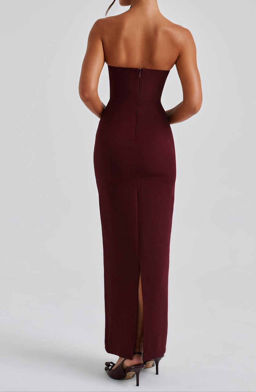 Women's Race Dress with Sheer Sleeves & Scarf Detail | Maxi