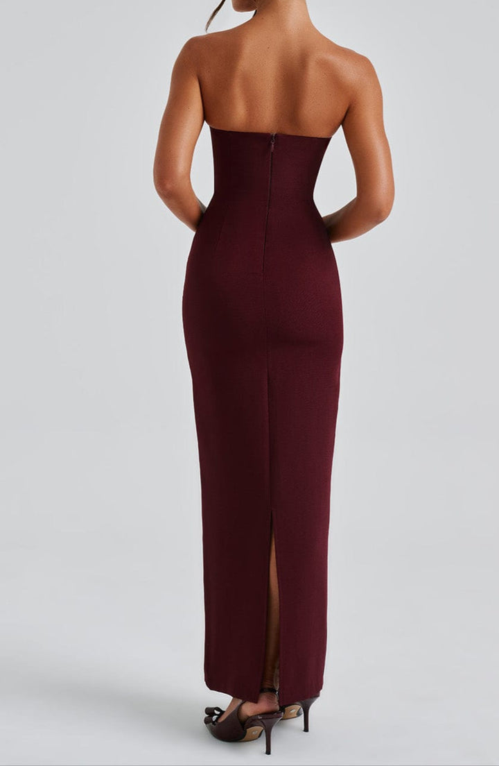 Women's Race Dress with Sheer Sleeves & Scarf Detail | Maxi