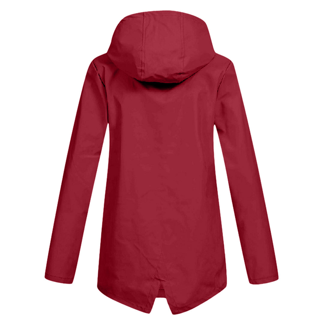 Women's Rain Jacket Hooded Long | Zip Front