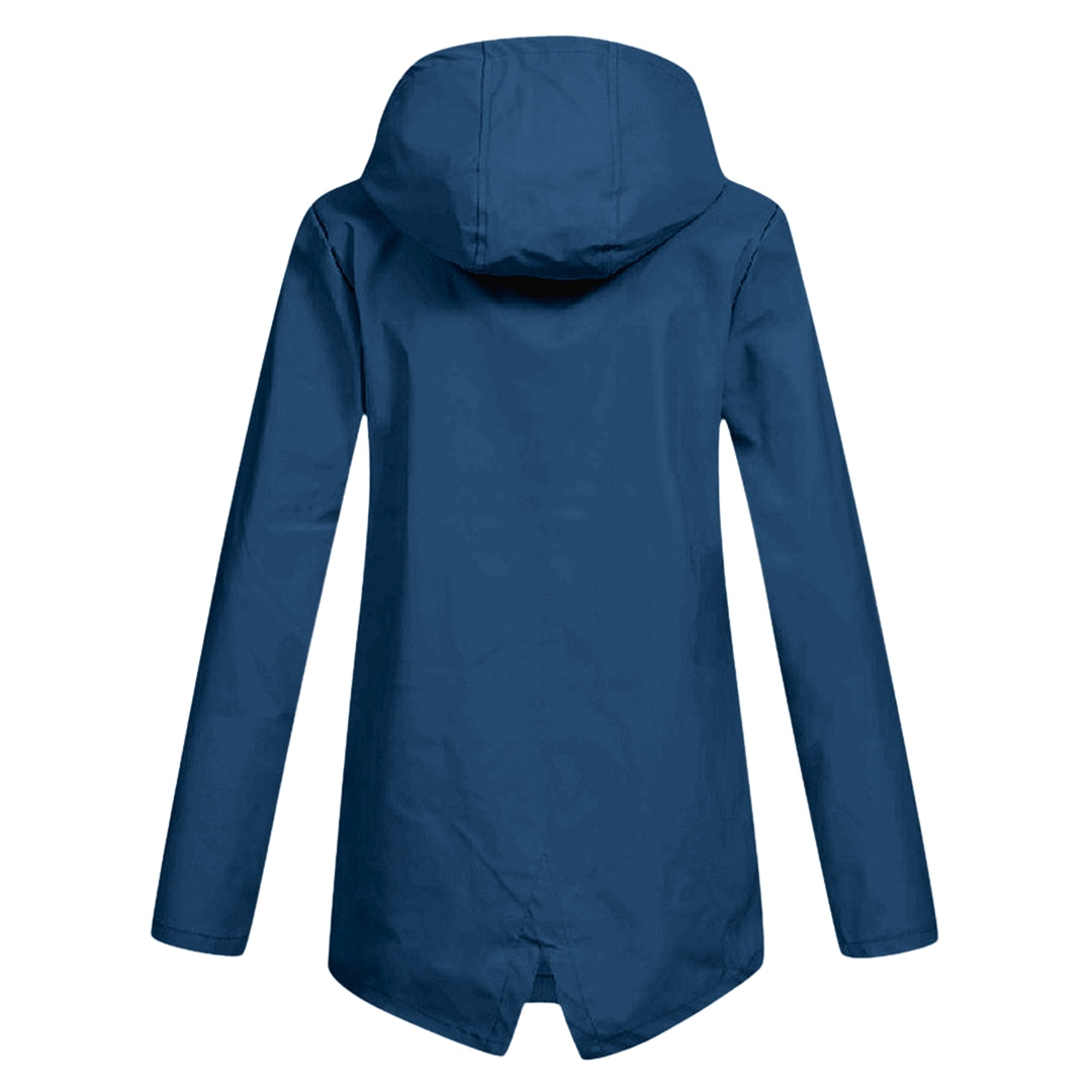 Women's Rain Jacket Hooded Long | Zip Front