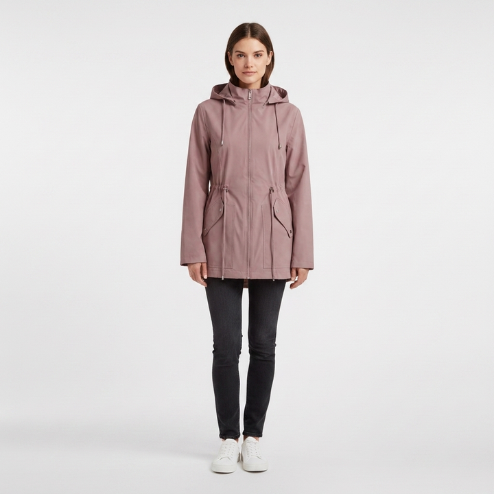 Women's Rain Jacket with Drawstring & Pockets | Hooded