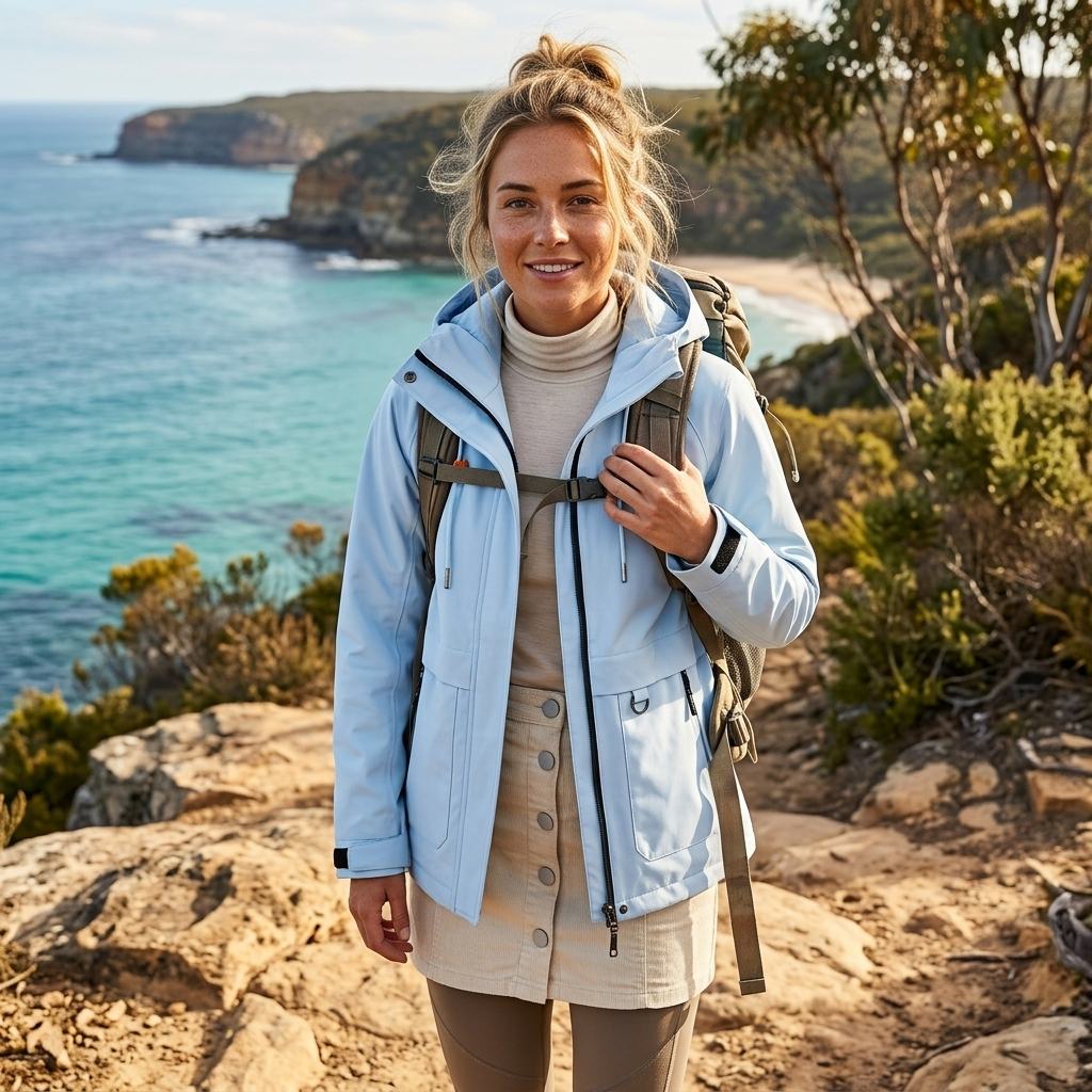 Women's Rain Jacket with Drawstring Waist | Hooded