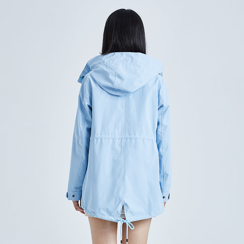 Women's Rain Jacket with Drawstring Waist | Hooded