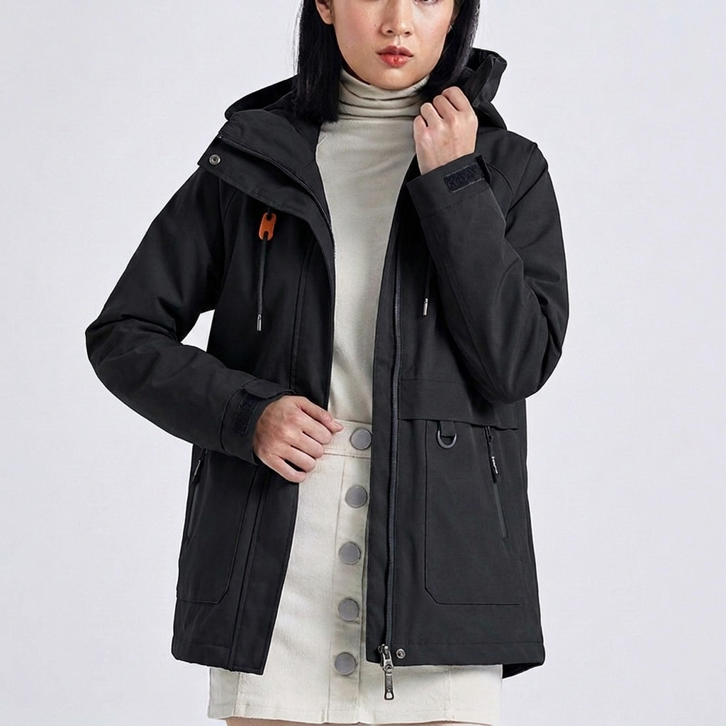 Women's Rain Jacket with Drawstring Waist | Hooded
