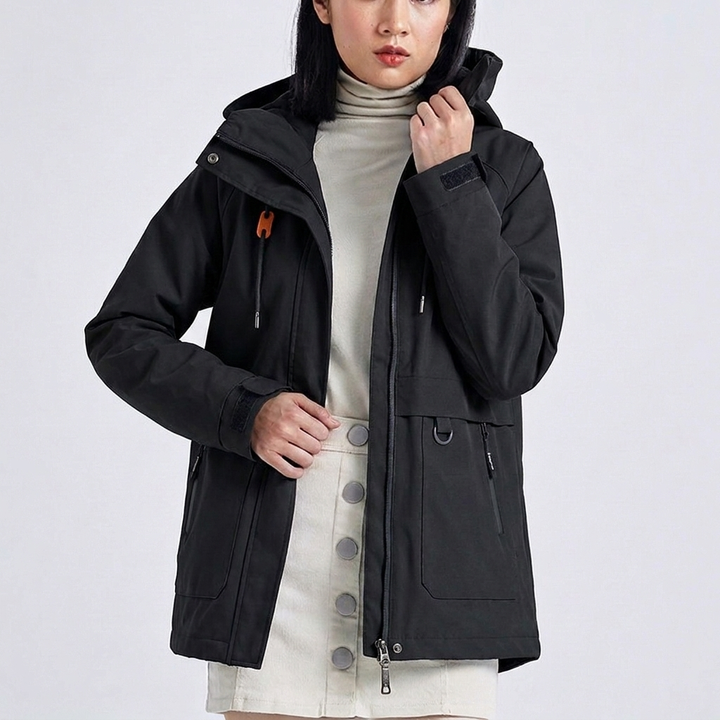 Women's Rain Jacket with Drawstring Waist | Hooded