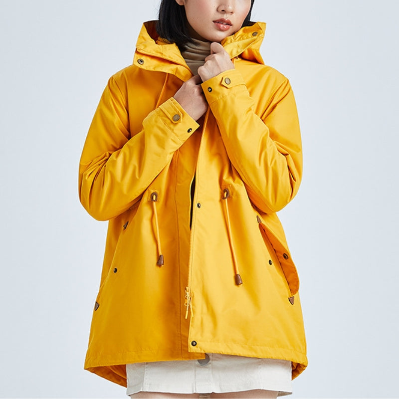 Women's Rain Jacket with Drawstring Waist | Hooded
