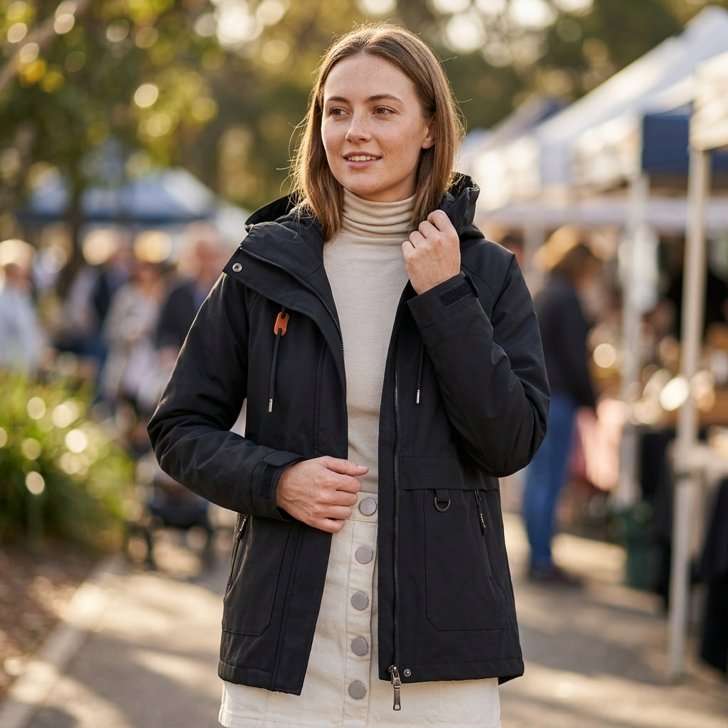 Women's Rain Jacket with Drawstring Waist | Hooded