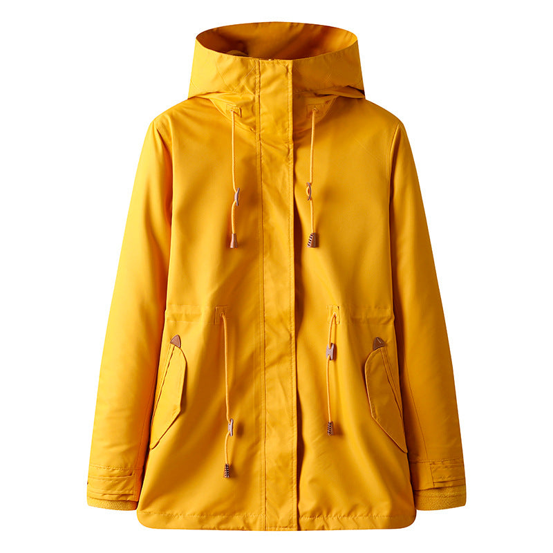 Women's Rain Jacket with Drawstring Waist | Hooded