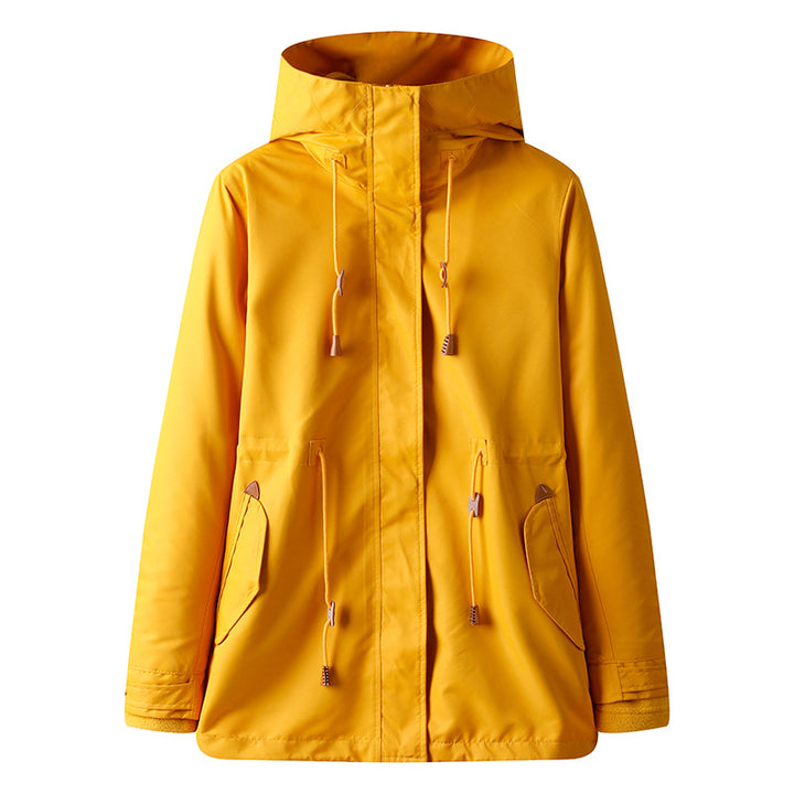 Women's Rain Jacket with Drawstring Waist | Hooded