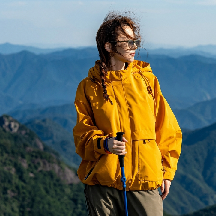 Women's Rain Jacket with Drawstring Waist | Hooded