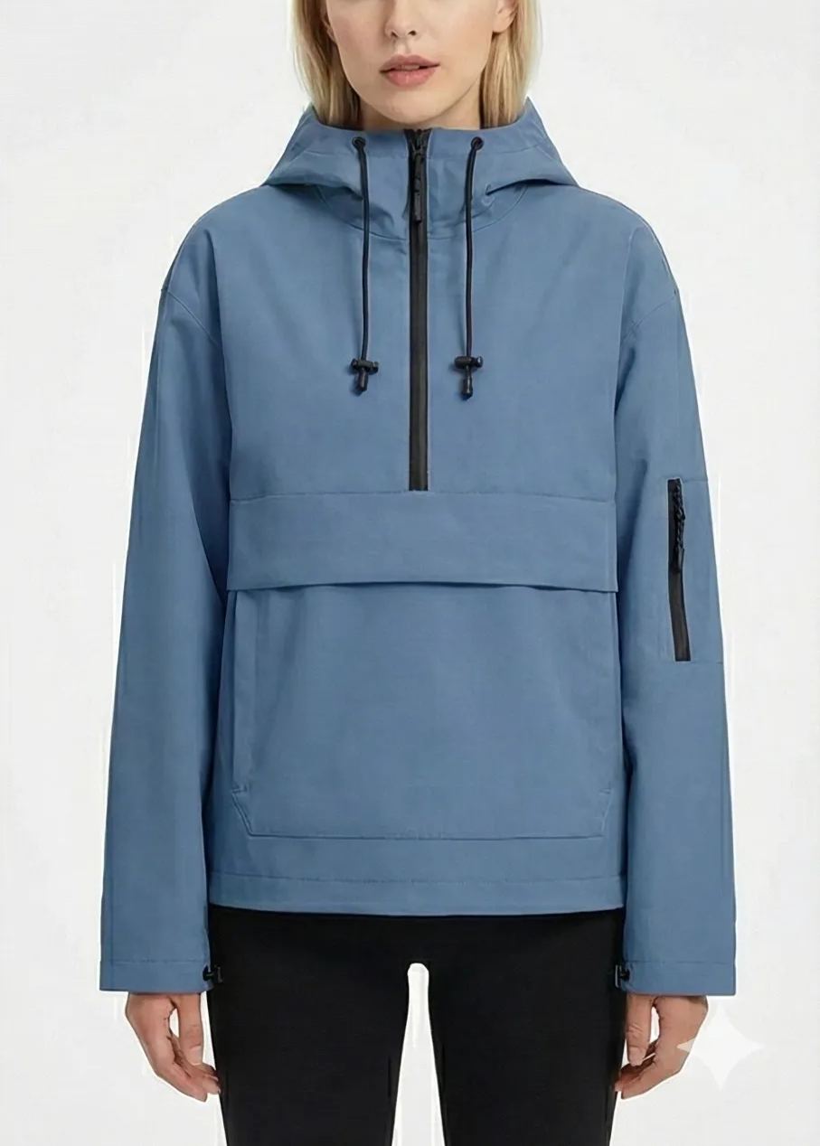 Women's Rain Jacket with Hood & Half Zip | Anorak