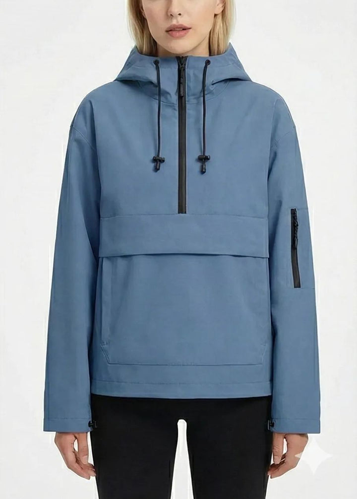 Women's Rain Jacket with Hood & Half Zip | Anorak