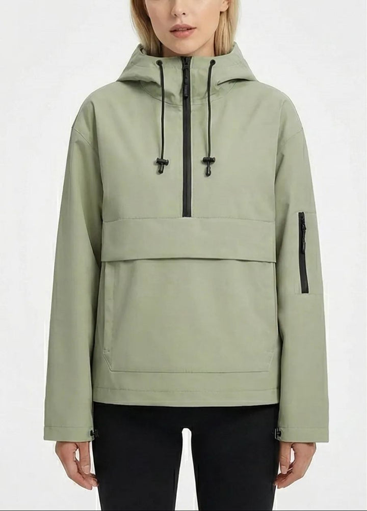 Women's Rain Jacket with Hood & Half Zip | Anorak