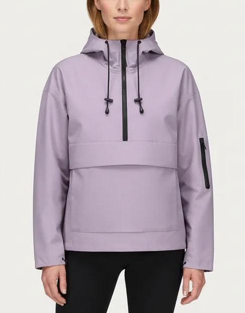Women's Rain Jacket with Hood & Half Zip | Anorak