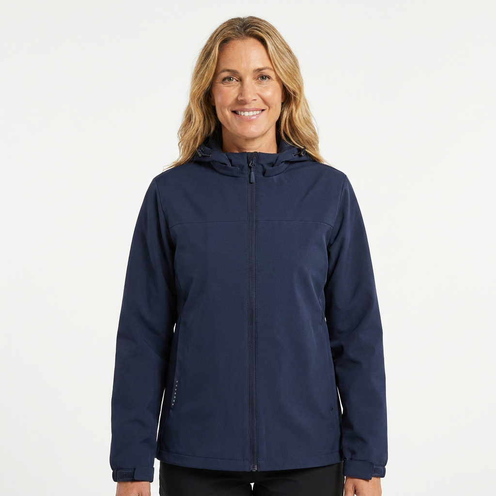 Women's Rain Jacket with Hooded Design & Drawstring Hem | Zip Up