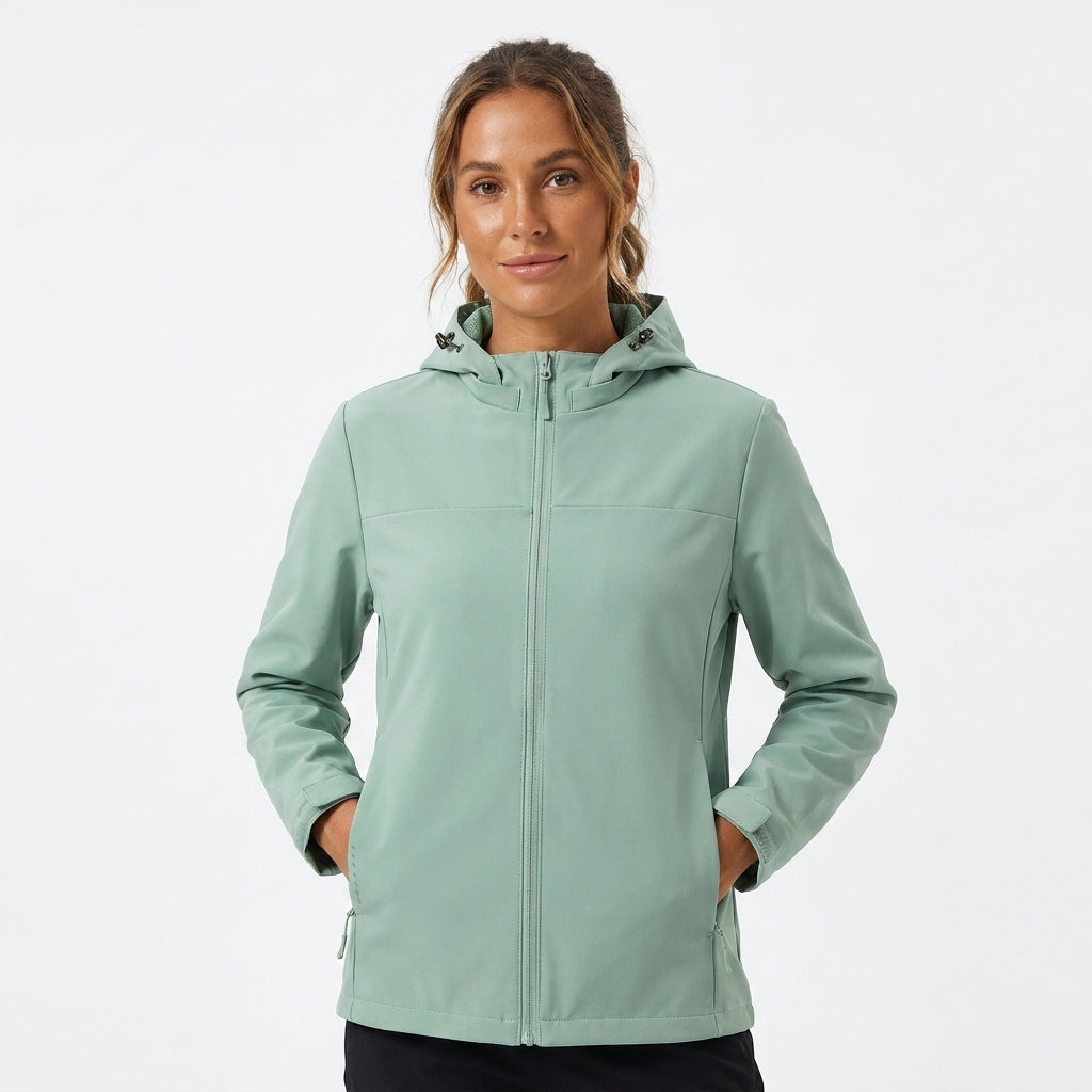 Women's Rain Jacket with Hooded Design & Drawstring Hem | Zip Up