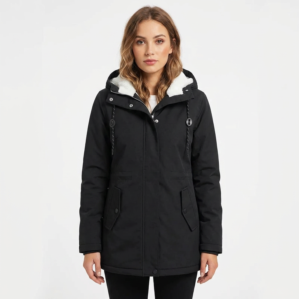 Women's Rain Jacket with Lining & Drawstring Waist | Hooded