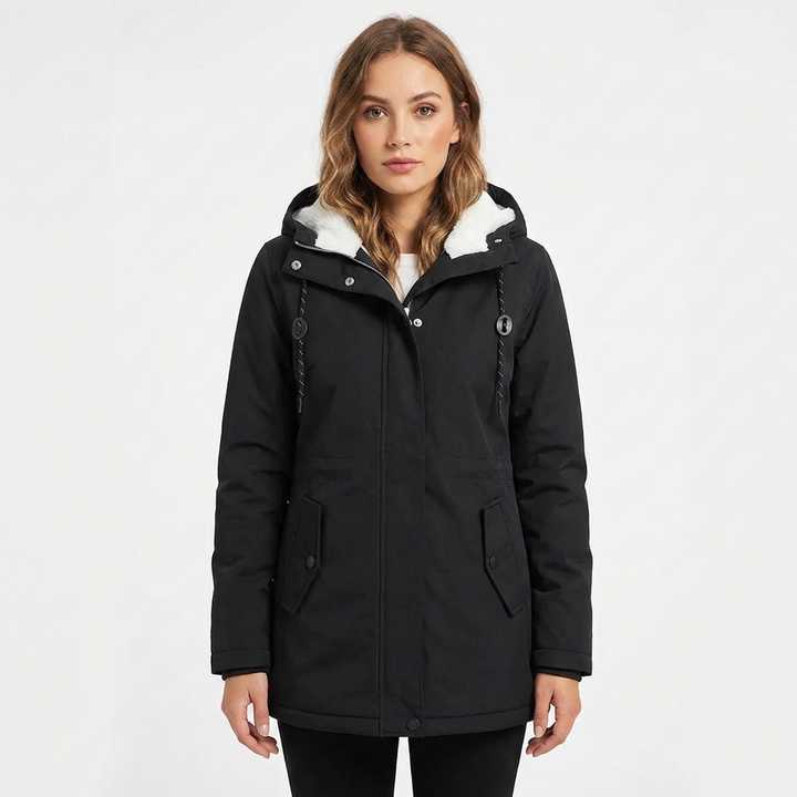 Women's Rain Jacket with Lining & Drawstring Waist | Hooded