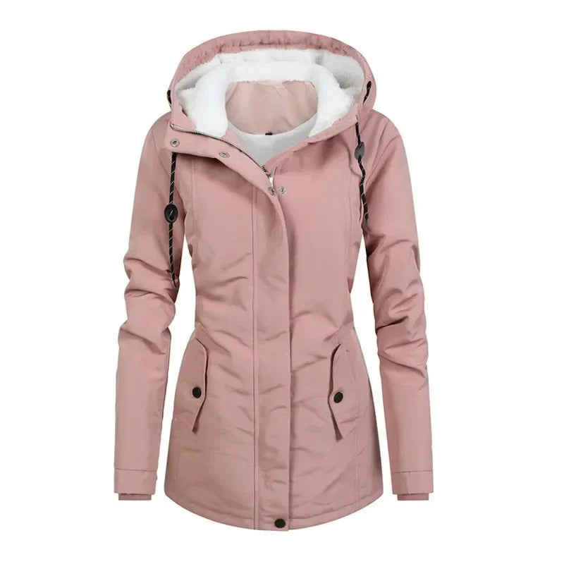 Women's Rain Jacket with Lining & Drawstring Waist | Hooded