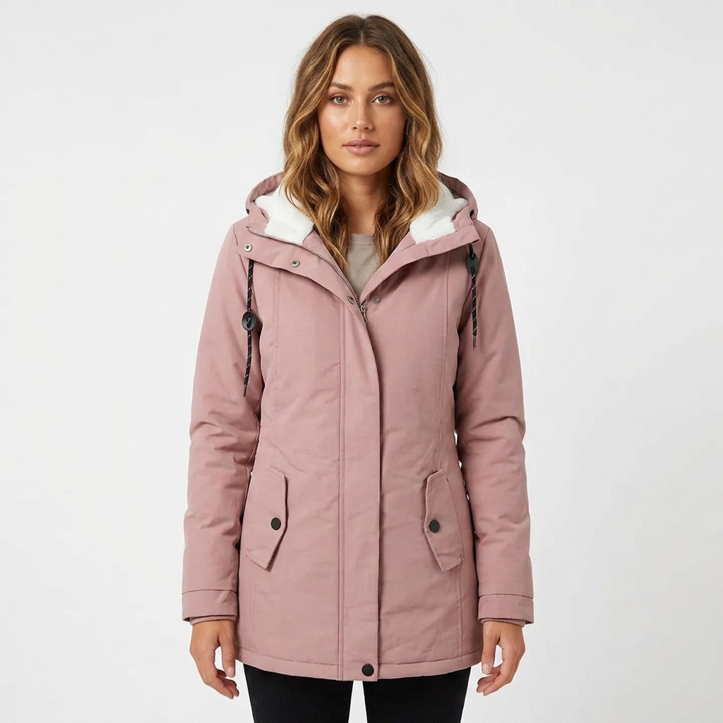 Women's Rain Jacket with Lining & Drawstring Waist | Hooded
