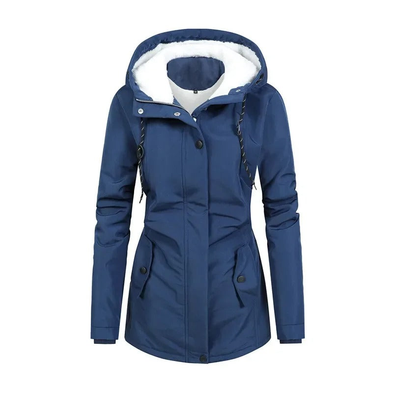 Women's Rain Jacket with Lining & Elastic Waistband | Hooded