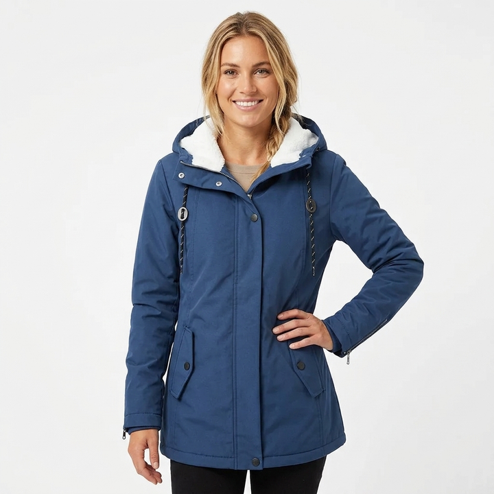 Women's Rain Jacket with Lining & Elastic Waistband | Hooded