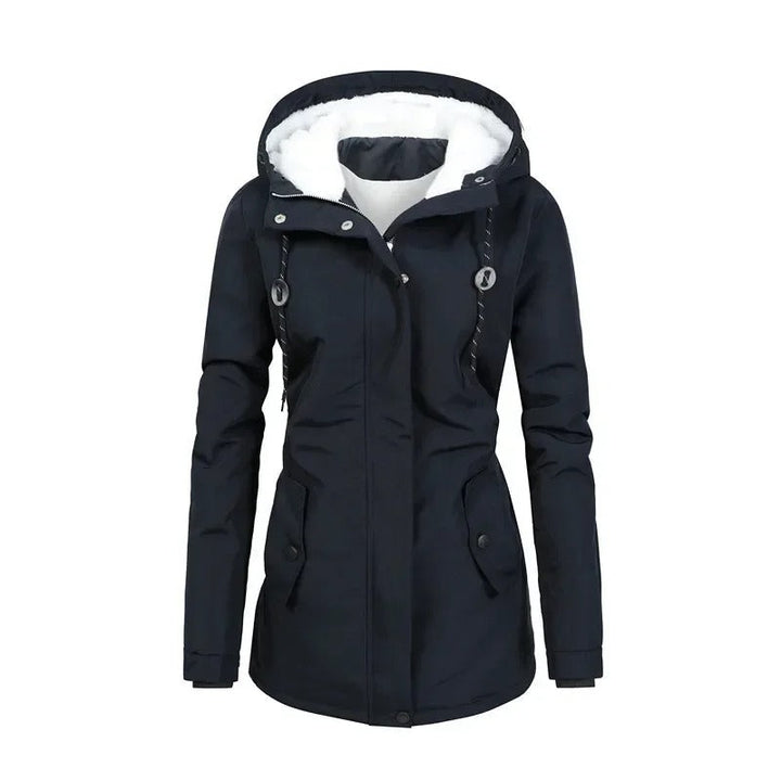 Women's Rain Jacket with Lining & Elastic Waistband | Hooded