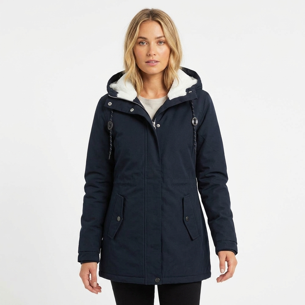 Women's Rain Jacket with Lining & Elastic Waistband | Hooded