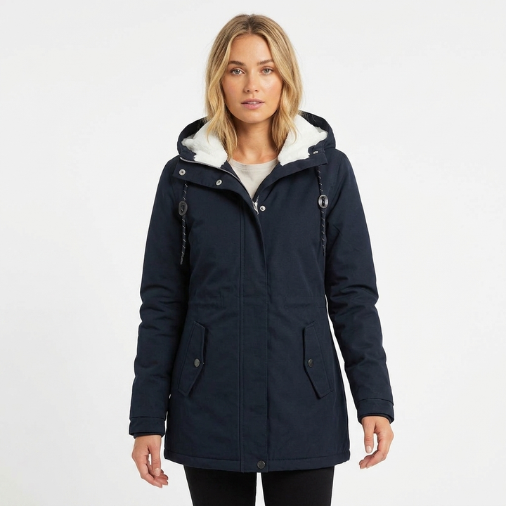 Women's Rain Jacket with Lining & Elastic Waistband | Hooded