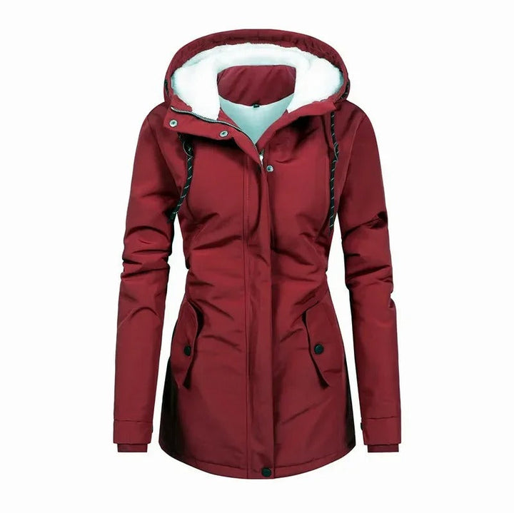 Women's Rain Jacket with Lining & Elastic Waistband | Hooded