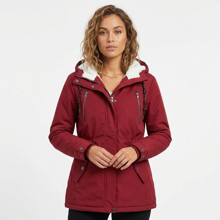 Women's Rain Jacket with Lining & Elastic Waistband | Hooded
