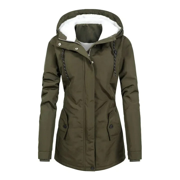 Women's Rain Jacket with Lining & Elastic Waistband | Hooded