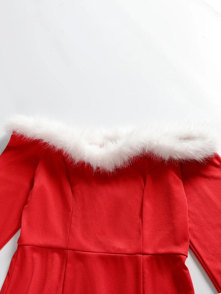 Women’s Red Christmas Dress with Long Sleeves | Maxi