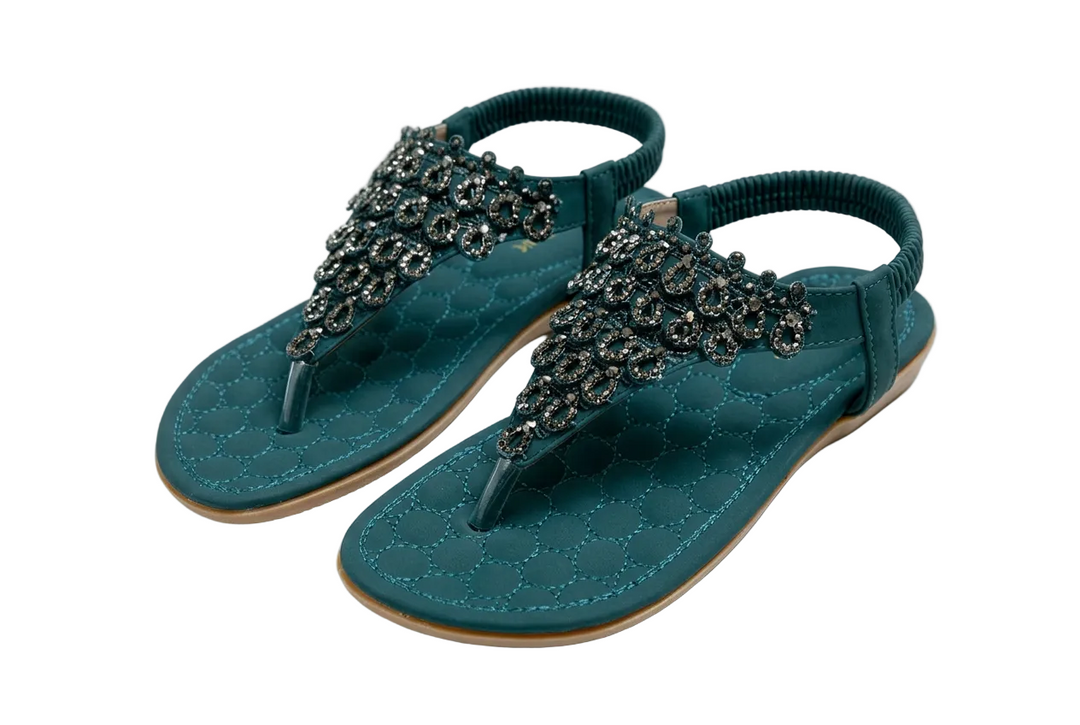 Women’s Sandals Flat Thong with Beads | Elastic Slingback