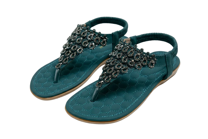 Women’s Sandals Flat Thong with Beads | Elastic Slingback