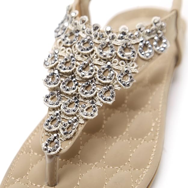 Women’s Sandals Flat Thong with Beads | Elastic Slingback