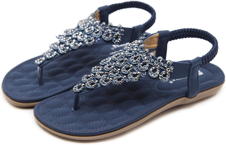 Women’s Sandals Flat Thong with Beads | Elastic Slingback