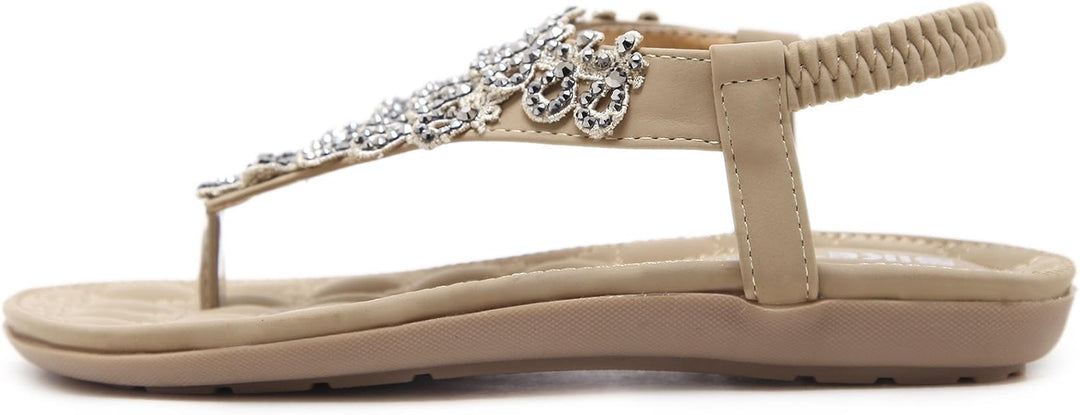 Women’s Sandals Flat Thong with Beads | Elastic Slingback