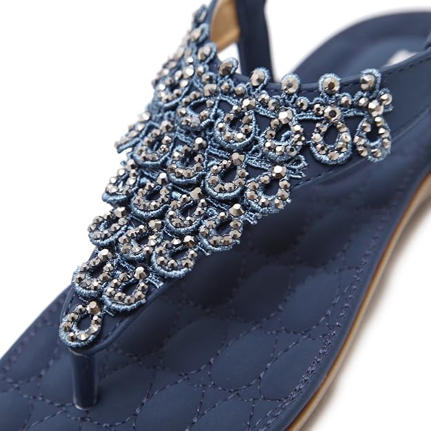 Women’s Sandals Flat Thong with Beads | Elastic Slingback