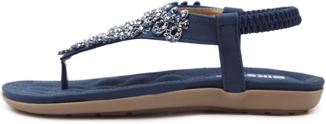 Women’s Sandals Flat Thong with Beads | Elastic Slingback
