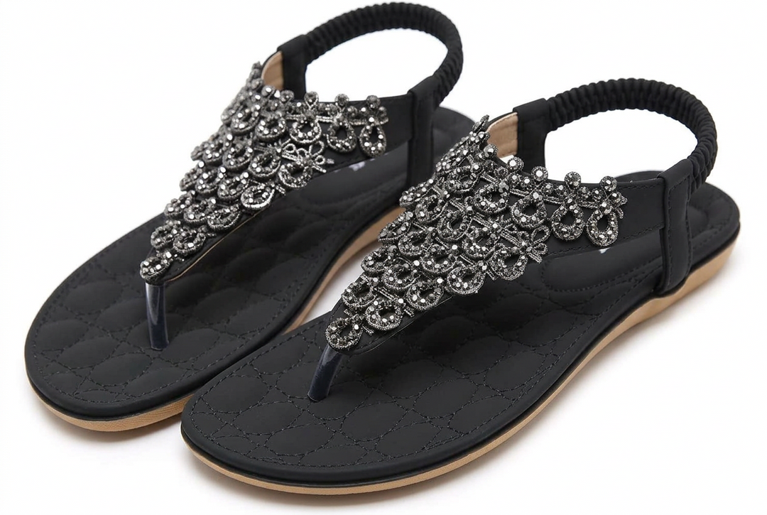 Women’s Sandals Flat Thong with Beads | Elastic Slingback