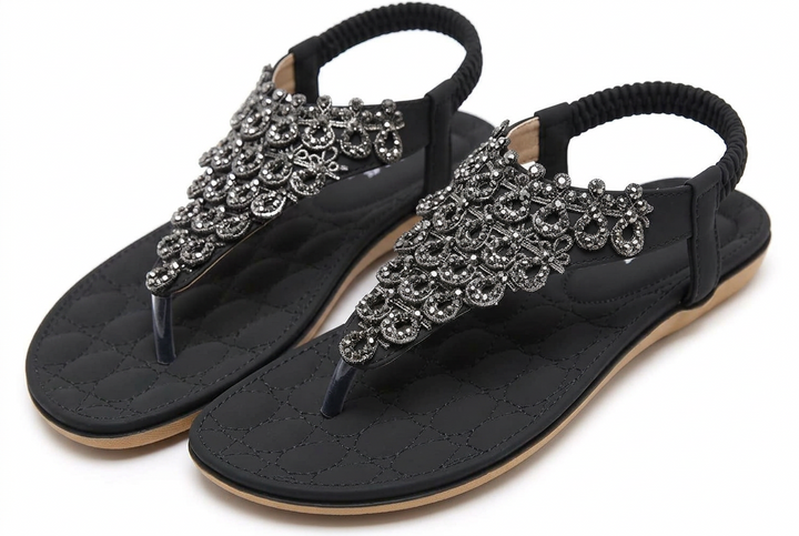 Women’s Sandals Flat Thong with Beads | Elastic Slingback