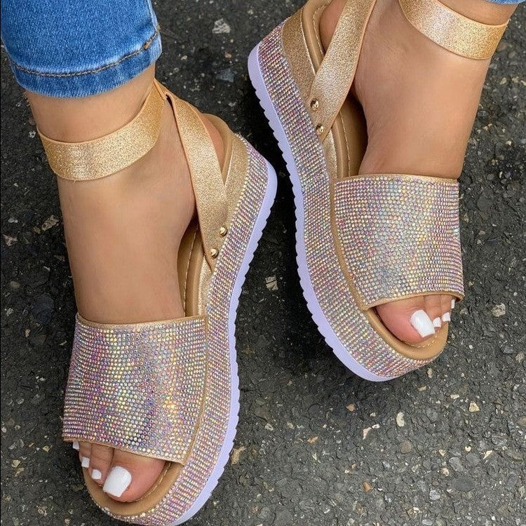 Women's Sandals Sparkly | Platform Ankle Strap