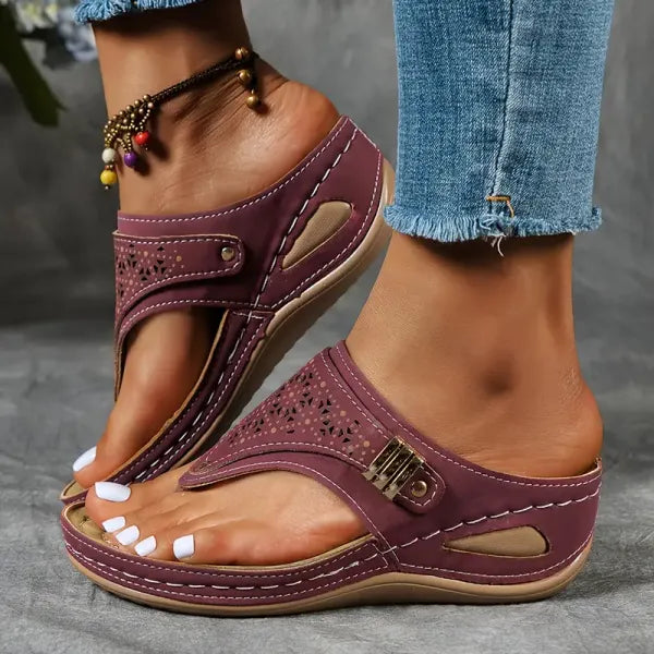 Women’s Sandals Thong Style with Low Wedge | Summer