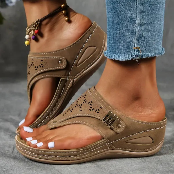 Women’s Sandals Thong Style with Low Wedge | Summer