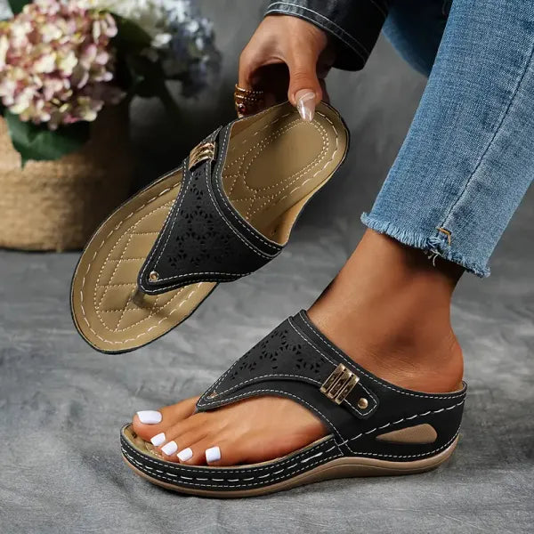 Women’s Sandals Thong Style with Low Wedge | Summer