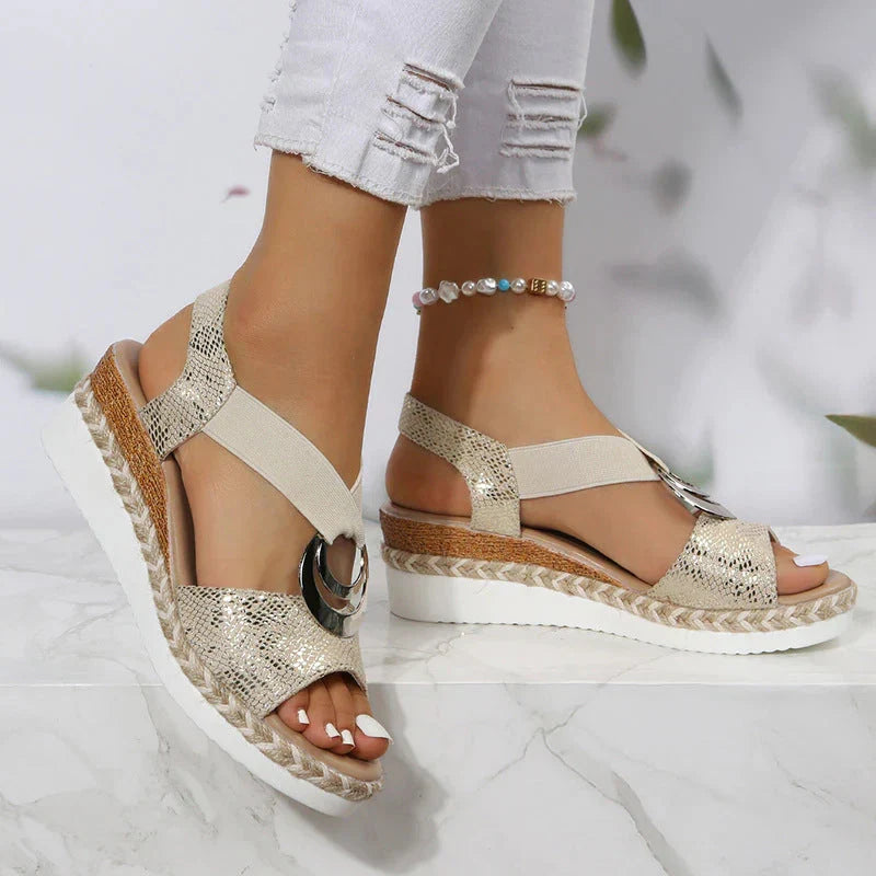 Women’s Sandals with O Ring Detail & Back Strap | Wedge