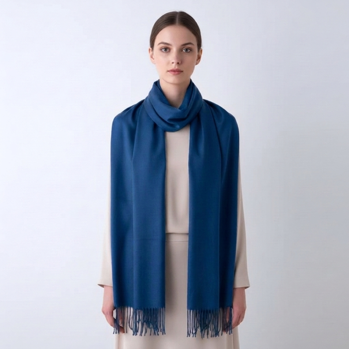 Women's Scarf with Tassel Trim & Solid Colour | Winter Wrap