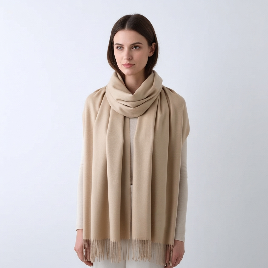 Women's Scarf with Tassel Trim & Solid Colour | Winter Wrap